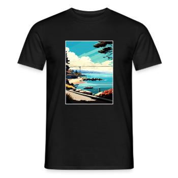Monterey Bay California Vintage Travel Poster WPA - Men's T-Shirt - black - Front - AI Model Male 178 light (178cm)