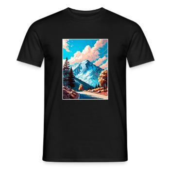 Mont Wilson Californie Vintage voyage affiche WPA - T-shirt homme - noir - Devant - AI Model Male 178 light (178cm)