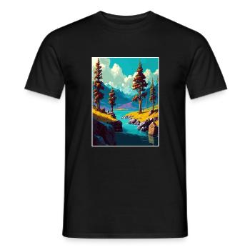 Lake Mammoth Kalifornien Vintage Reiseposter WPA - Männer T-Shirt - Schwarz - Vorne - AI Model Male 178 light (178cm)