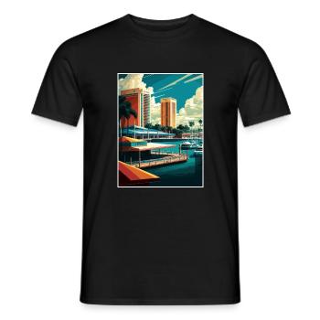 Fort Lauderdale Florida Vintage Reiseposter WPA - Männer T-Shirt - Schwarz - Vorne - AI Model Male 178 light (178cm)