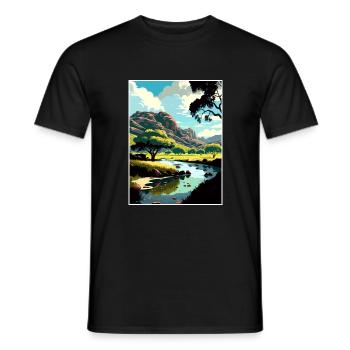 Malibu Creek Kalifornien Vintage Reiseposter WPA - Männer T-Shirt - Schwarz - Vorne - AI Model Male 178 light (178cm)