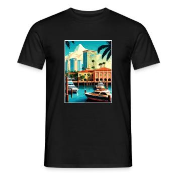 Fort Lauderdale Florida Vintage Reiseposter WPA - Männer T-Shirt - Schwarz - Vorne - AI Model Male 178 light (178cm)