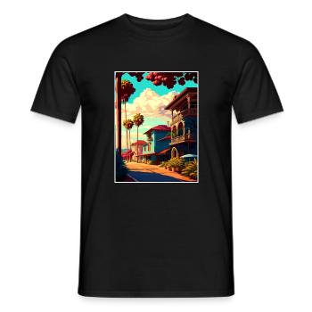 Santa Barbara Californie Vintage voyage affiche WPA - T-shirt homme - noir - Devant - AI Model Male 178 light (178cm)