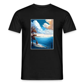 Lake Erie New York State Vintage Travel Poster WPA - Men's T-Shirt - black - Front - AI Model Male 178 light (178cm)