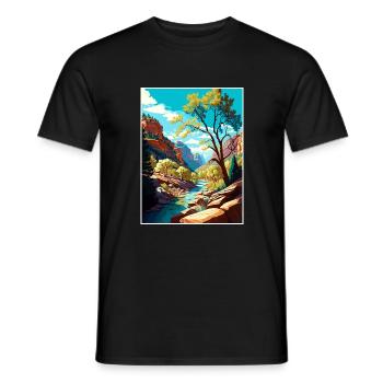 Oak Creek Canyon Arizona Vintage voyage affiche WPA - T-shirt homme - noir - Devant - AI Model Male 178 light (178cm)