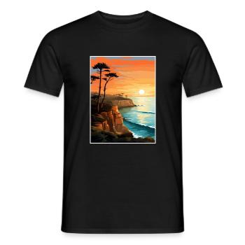 Sunset Cliffs California Vintage Travel Poster WPA - Men's T-Shirt - black - Front - AI Model Male 178 light (178cm)