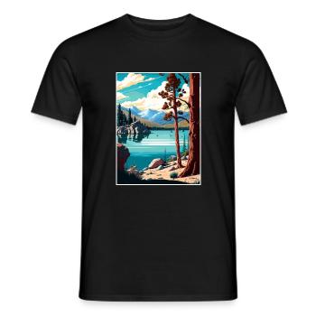 Big Bear Lake California Vintage Travel Poster WPA - Men's T-Shirt - black - Front - AI Model Male 178 light (178cm)