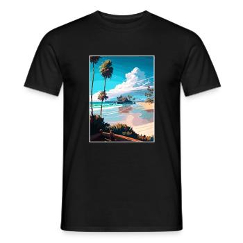 Pacific Beach Kalifornien Vintage Reiseposter WPA - Männer T-Shirt - Schwarz - Vorne - AI Model Male 178 light (178cm)