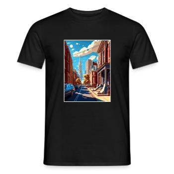 Philadelphie Pennsylvanie Vintage affiche de voyage - T-shirt homme - noir - Devant - AI Model Male 178 light (178cm)