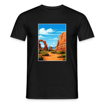 Parc national des Arches Utah Affiche de voyage Vintage - T-shirt homme - noir - Devant - AI Model Male 178 light (178cm)