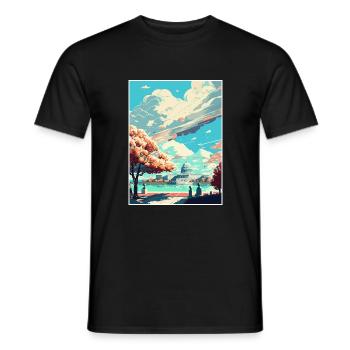 Washington Dc United States Vintage Travel Poster - Men's T-Shirt - black - Front - AI Model Male 178 light (178cm)