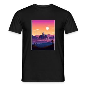 Los Angeles California Deco Vintage Travel Poster - Men's T-Shirt - black - Front - AI Model Male 178 light (178cm)