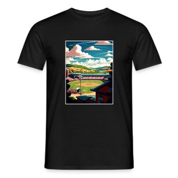Cooperstown New York State Vintage Travel Poster - Men's T-Shirt - black - Front - AI Model Male 178 light (178cm)
