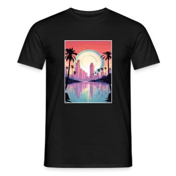 Los Angeles California Deco Vintage Travel Poster - Men's T-Shirt - black - Front - AI Model Male 178 light (178cm)