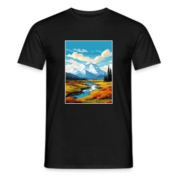 Denali Nationalpark Alaska Vintage Reiseposter - Männer T-Shirt - Schwarz - Vorne - AI Model Male 178 light (178cm)