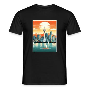 Vancouver Canada décoration Vintage affiche de voyage - T-shirt homme - noir - Devant - AI Model Male 178 light (178cm)