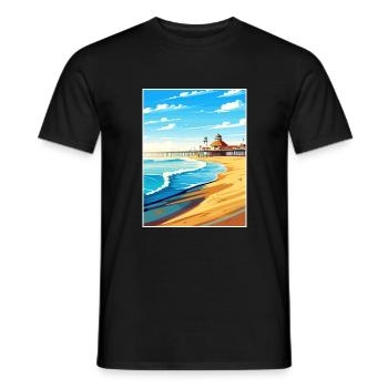 Huntington Beach Californie Vintage affiche de voyage - T-shirt homme - noir - Devant - AI Model Male 178 light (178cm)