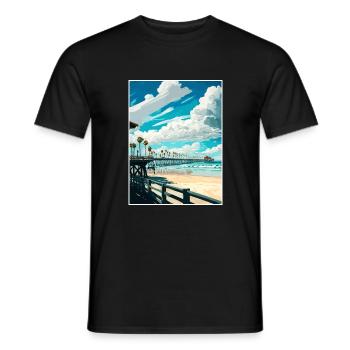 Huntington Beach Californie Vintage affiche de voyage - T-shirt homme - noir - Devant - AI Model Male 178 light (178cm)