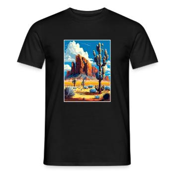 Lost Dutchman State Park Arizona Travel Poster - Men's T-Shirt - black - Front - AI Model Male 178 light (178cm)