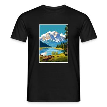 Parc national Jasper Canada Affiche de voyage Vintage - T-shirt homme - noir - Devant - AI Model Male 178 light (178cm)