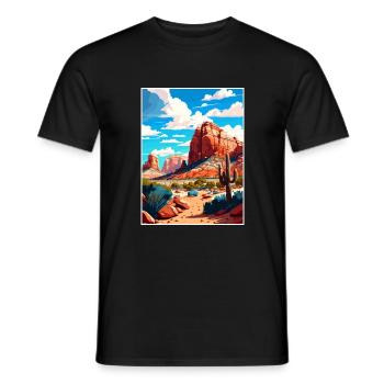 Red Rock State Park Arizona Affiche de voyage Vintage - T-shirt homme - noir - Devant - AI Model Male 178 light (178cm)