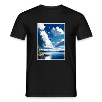 Lake Champlain New York State Travel Poster - Men's T-Shirt - black - Front - AI Model Male 178 light (178cm)
