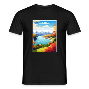 Niagara Falls New York State Vintage-Reiseposter - Männer T-Shirt - Schwarz - Vorne - AI Model Male 178 light (178cm)