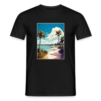 Lovers Key State Park Florida Travel Poster - Men's T-Shirt - black - Front - AI Model Male 178 light (178cm)