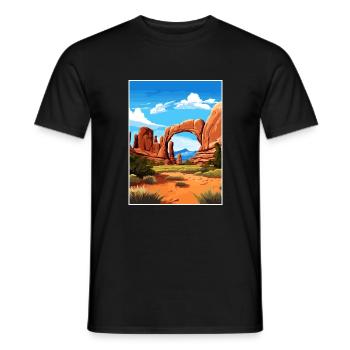Parc national des Arches Utah Affiche de voyage Vintage - T-shirt homme - noir - Devant - AI Model Male 178 light (178cm)