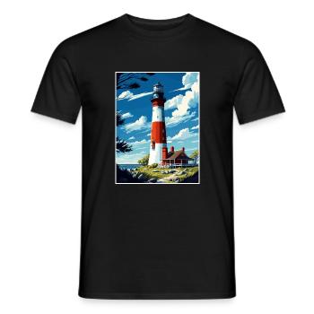 Long Island New York State Vintage Travel Poster - Men's T-Shirt - black - Front - AI Model Male 178 light (178cm)