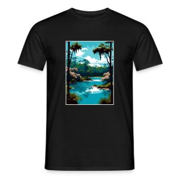 Silver Springs State Park Vintage Travel Poster - Men's T-Shirt - black - Front - AI Model Male 178 light (178cm)