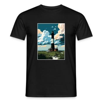 Fire Island New York State Vintage Travel Poster - Men's T-Shirt - black - Front - AI Model Male 178 light (178cm)
