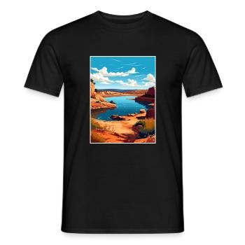 Possum Kingdom lac Texas Affiche de voyage Vintage - T-shirt homme - noir - Devant - AI Model Male 178 light (178cm)