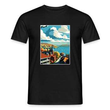 Canandaigua New York State Vintage Travel Poster - Men's T-Shirt - black - Front - AI Model Male 178 light (178cm)
