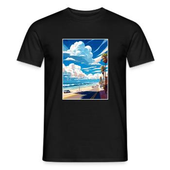 Manhattan Beach Kalifornien Vintage Reiseposter - Männer T-Shirt - Schwarz - Vorne - AI Model Male 178 light (178cm)