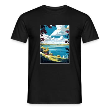 Chautauqua Lake New York State Travel Poster - Men's T-Shirt - black - Front - AI Model Male 178 light (178cm)