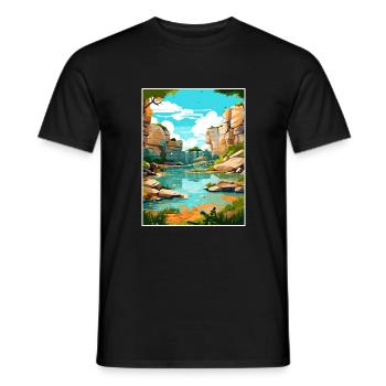 Parc d’État de Mckinney Falls, Texas Affiche de voyage - T-shirt homme - noir - Devant - AI Model Male 178 light (178cm)