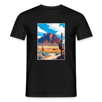 Superstition Mountains Arizona affiche de voyage - T-shirt homme - noir - Devant - AI Model Male 178 light (178cm)