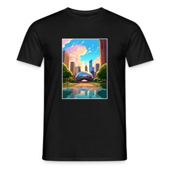Chicago Illinois Millennium Park affiche de voyage - T-shirt homme - noir - Devant - AI Model Male 178 light (178cm)