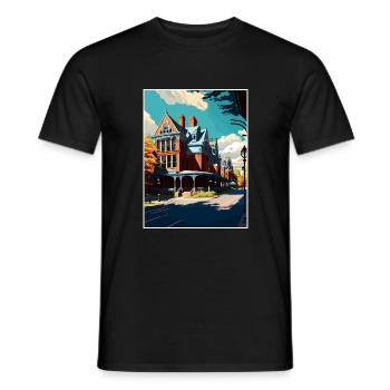 Saratoga Springs New York State Travel Poster - Men's T-Shirt - black - Front - AI Model Male 178 light (178cm)