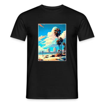 Long Beach Californie Cali Vintage affiche de voyage - T-shirt homme - noir - Devant - AI Model Male 178 light (178cm)