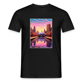 Chicago Illinois Millennium Park affiche de voyage - T-shirt homme - noir - Devant - AI Model Male 178 light (178cm)