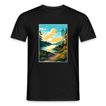 Lac Wallenpaupack Pennsylvanie affiche de voyage - T-shirt homme - noir - Devant - AI Model Male 178 light (178cm)