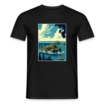 Thousand Islands New York State Travel Poster - Men's T-Shirt - black - Front - AI Model Male 178 light (178cm)