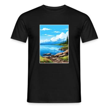 Iliamna Lake Alaska Vintage Travel Poster Souvenir - Men's T-Shirt - black - Front - AI Model Male 178 light (178cm)