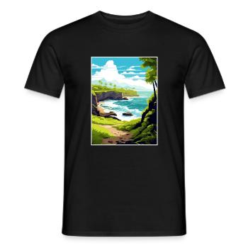 Waianapanapa Hawaï Vintage voyage affiche Souvenir - T-shirt homme - noir - Devant - AI Model Male 178 light (178cm)