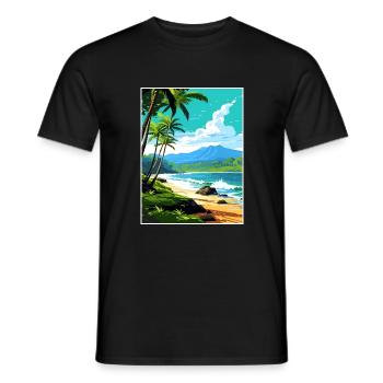 Waianapanapa Hawaï Vintage voyage affiche Souvenir - T-shirt homme - noir - Devant - AI Model Male 178 light (178cm)