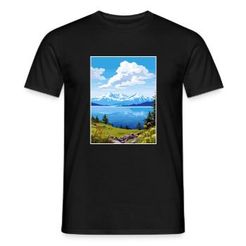 Kachemak Bay Alaska Vintage Reiseposter Souvenir - Männer T-Shirt - Schwarz - Vorne - AI Model Male 178 light (178cm)