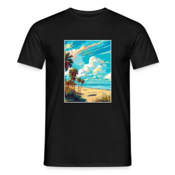 Cocoa Beach Florida Vintage Reiseposter Souvenir - Männer T-Shirt - Schwarz - Vorne - AI Model Male 178 light (178cm)