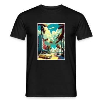 South Beach Floride Vintage voyage affiche Souvenir - T-shirt homme - noir - Devant - AI Model Male 178 light (178cm)